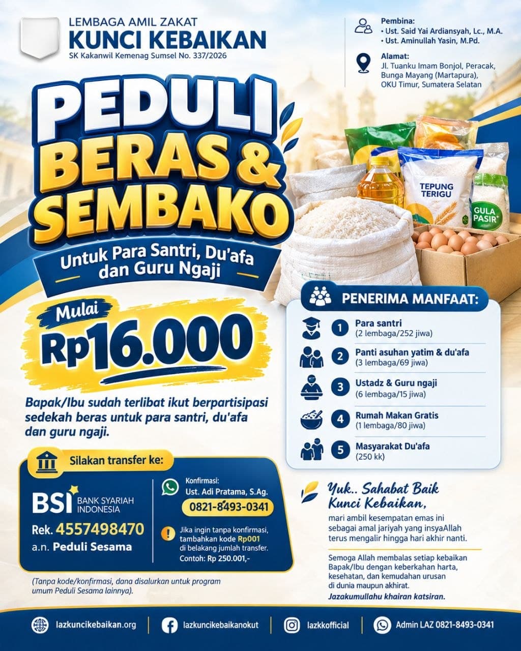 Peduli Beras & Sembako Santri dan Dhuafa